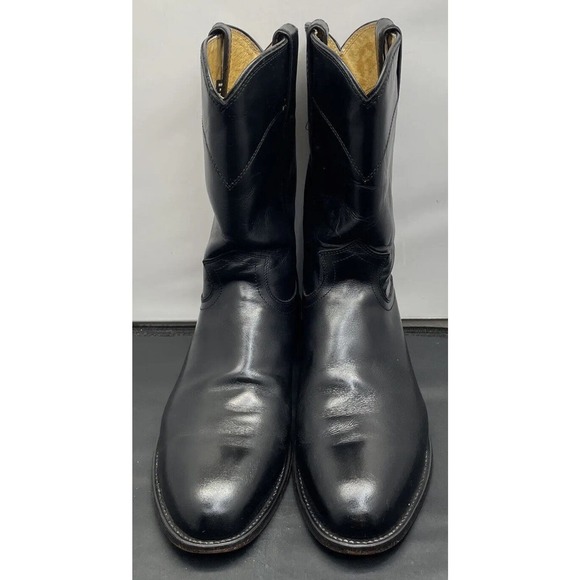 Justin Boots Black Leather Western Roper Cowboy Boots 3133 Mens 10.5 Fast Ship main image 6